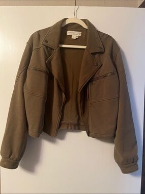 saltwater LUXE Cropped Bomber Jacket in Olive Brown